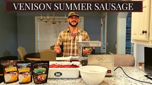 making venison summer sausage on pit