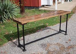Industrial Sofa Table Skinny Wood And