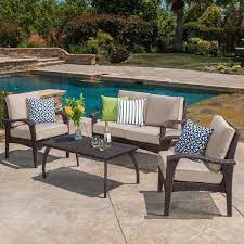 Faux Rattan Patio Conversation Set