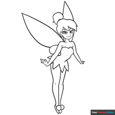 tinkerbell coloring page easy drawing