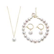 white freshwater pearl love jewelry set