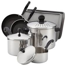Basic pot and pan sets include essentials like skillets and sauce pans, while larger collections add extra pieces for more variety. Farberware Classic 10 Piece Cookware Set Stainless Steel 91588818m Best Buy