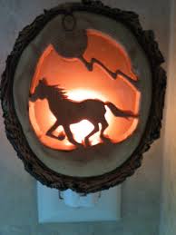 Horse Night Light Carved Wood