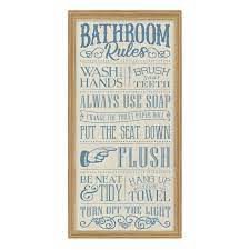 Bathroom Rules Framed Linen Wall Sign