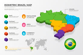 Brazil is the largest country in south america and the fifth largest in the world. Free Vector Isometric Brazil Map Infographic