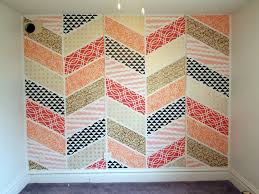 stenciled herringbone patchwork wall