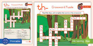 Grade 1 Crossword Puzzle Th Teacher