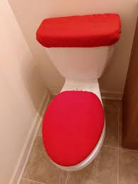 Red Solid Fleece Toilet Lid Tank