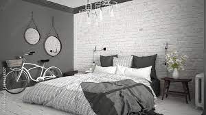 White And Gray Modern Bedroom With Cozy
