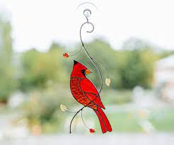 Red Cardinal Stained Glass Window