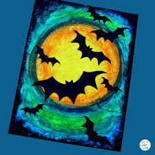 Oil Pastel Bat Silhouette Art Arty
