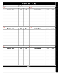 Workout Chart Templates 8 Free Word Excel Pdf Documents