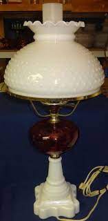 Electric Cranberry Lamp 23 With Hobnail Milkglass Shade 10