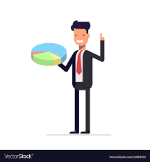 Businessman Or Manager With Pie Chart In Hand Man