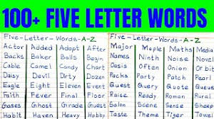 5 letter words a to z spelling