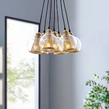 Peak Brass Cone And Glass Globe Cluster Pendant Chandelier Contemporary Modern Furniture Lexmod