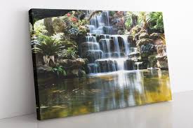 Japanese Garden Waterfall Canvas Wall