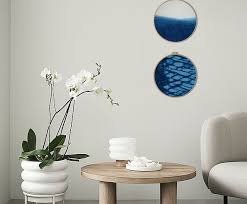 blue dyed wall decoration sofa