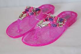 Details About New Girls Jellies Light Shoes Pink Sandals Lights Up Beaded Size 3 Flip Flops