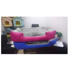 plush pet lounge blue soft dog bed