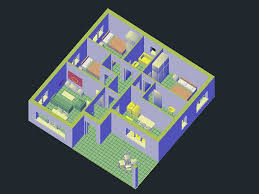 3d house interior in autocad