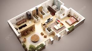 3d interior design of ground floor