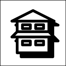 Two Story House Icon In Flat Design