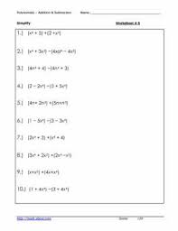 Polynomials Algebra Worksheets