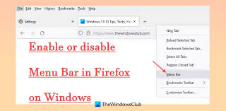 disable menu bar in firefox