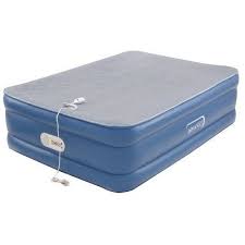 When it's time to pack up, the pump deflates the airbed so it fits into a. Aerobed Quilted Foam Topper Air Mattress With Built In Air Pump Blue Double High Full Size Aerobed Blue Pumps Air Mattress