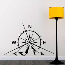 Wall Sticker Compass And Mountains