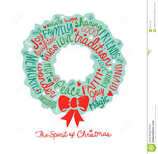 Handwritten Christmas Wreath Card Word Cloud Design Stock