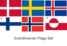 scandinavian countries set 6 stick flag