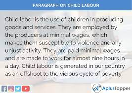 paragraph on child labour 100 150 200