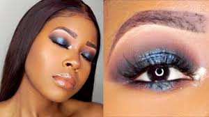 blue glitter smokey eye tutorial for