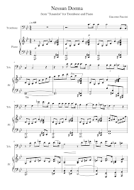 Pdf (digital sheet music to download and print), interactive sheet music (for online playing, transposition and printing), videos, midi and mp3 audio. Nessun Dorma Trombone And Piano Sheet Music For Piano Trombone Solo Musescore Com