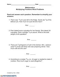 Solving word problems that ask you to add or subtract fractions is done the same way as adding or subtracting fractions in regular math problems. Multiplying Fractions Words Problems Worksheet