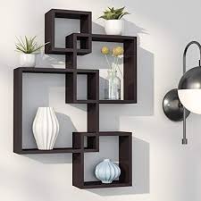 Wooden Intersecting Wall Shelf For Home