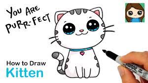 how to draw a kitten easy cute pun