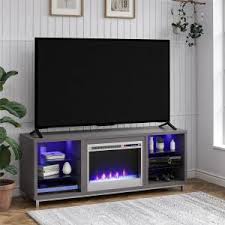 glass fireplace tv stand