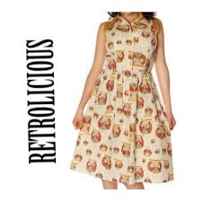 Retrolicious Owl Pinup Rockabilly Dress Sz 1x Euc