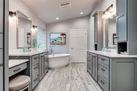 75 gray wood look tile floor bathroom