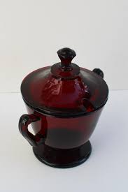 Vintage Royal Ruby Red Glass Sugar Bowl