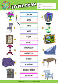 Let's learn dining room vocabulary in english and then sing the where is it? Living Room Esl Printable Worksheets For Kids 1