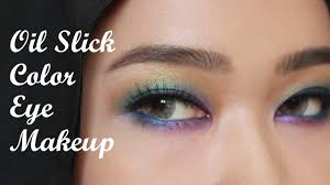 tutorial oil slick color eye makeup
