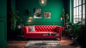 Home Interior With Red Sofa Table And