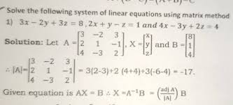 Linear Equations Using Matrix Method