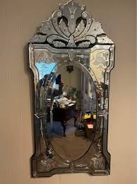 Rare Venetian Etched Glass Wall Mirror