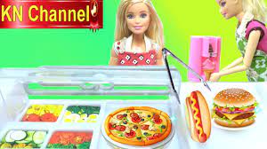 Đồ chơi nấu ăn BÚP BÊ BARBIE ĂN TẠI CỬA HÀNG THỨC ĂN NHANH VÀ KEM barbie  doll & baby doll - YouTube