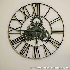 Cogs Large Round Metal Frame Wall Clock